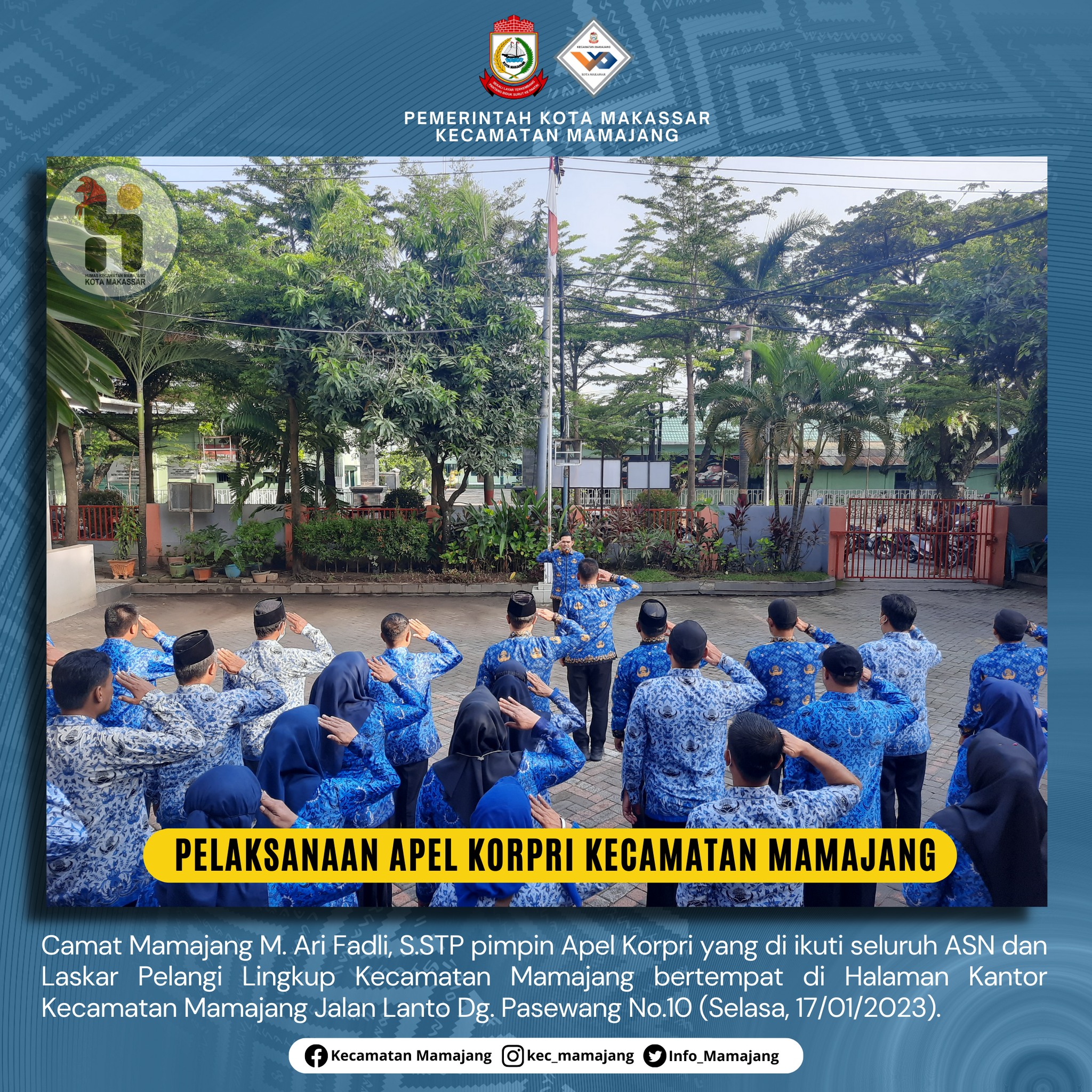 Gambar Camat Mamajang M. Ari Fadli S.STP Pimpin Pelaksanaan Apel Korpri Kecamatan Mamajang