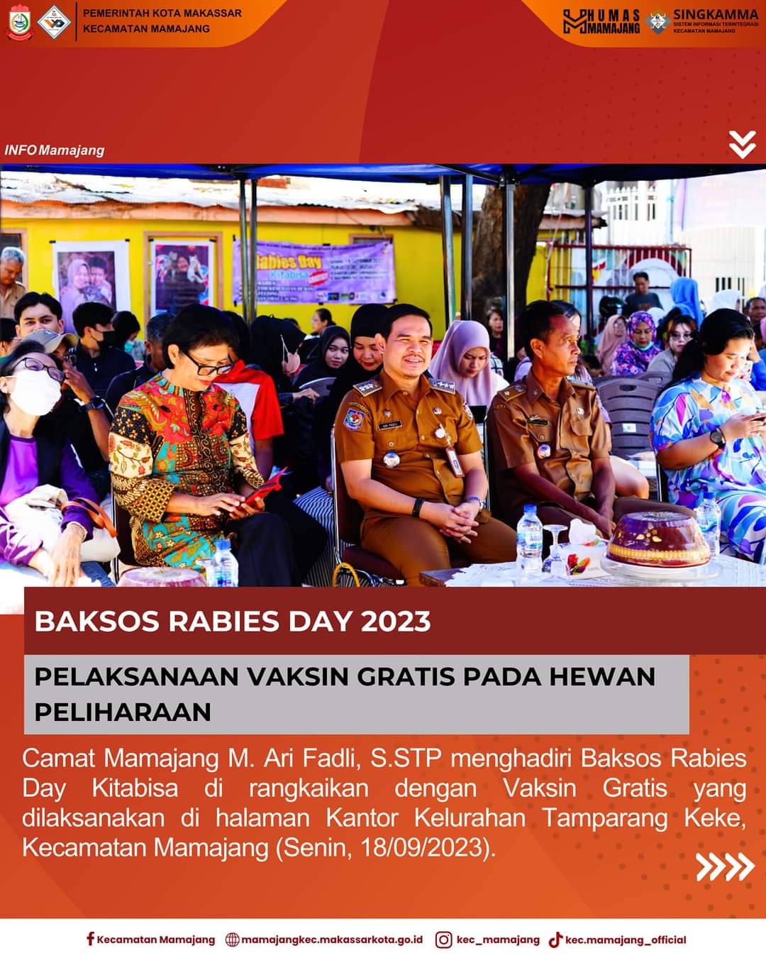 Gambar Camat Mamajang M. Ari Fadli S.STP Menghadiri Baksos Rabies Day Dirangkaikan Vaksin Gratis